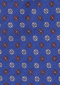 Corbata de seda motivo floral azul acanalada