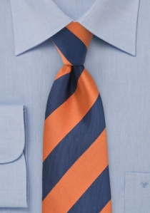Corbata naranja cobre rayas azul marino