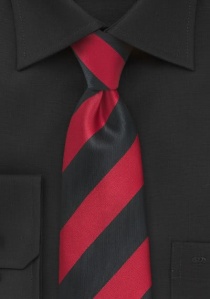 Corbata rojo intenso negro rayada