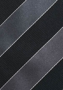 Corbata gris negro plata rayada