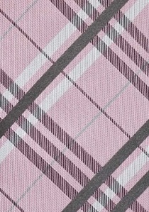 Corbata rosa gris tartán