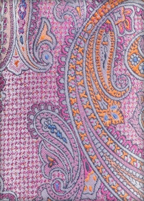 Corbata de tela con motivo paisley rosa