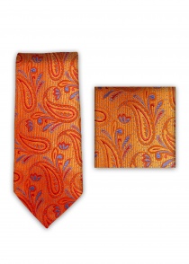 Paño de corbata de negocios Naranja Paisley