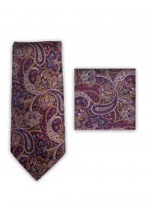 Corbata de caballero de tela Burdeos Rojo Paisley
