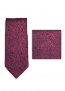 Set corbata negocios paño paisley motivo rojo
