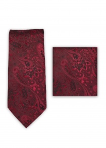 Set Corbata Pañuelo Paisley Rojo Mediano