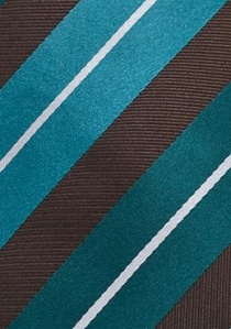 Corbata marrón rayado turquesa