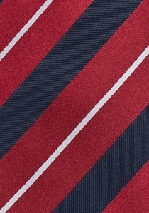 Corbata rojo intenso azul rayado
