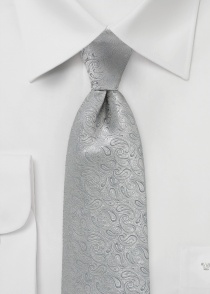 Corbata gris paisley XXL