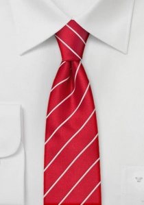 Corbata estrecha rojo rayas blanco