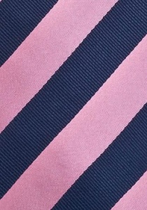 Corbata XXL rosa azul marino rayas