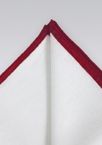 Pañuelo lino blanco natural rojo medio borde ancho