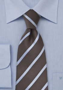 Corbata marrón oscuro rayas azules clip