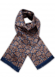 Pañuelo de seda con divertido motivo paisley (azul