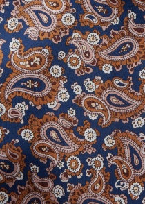Pañuelo de seda con divertido motivo paisley (azul