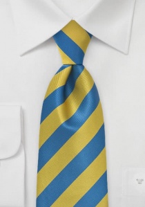 Corbata diseño rayas azul dorado amarillo