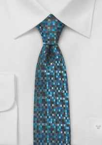 Corbata mosaico azul verdoso estrecha