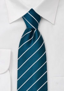 Corbata turquesa oscuro rayada blanca