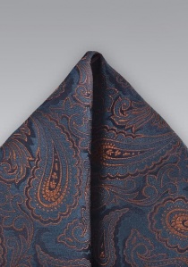 Pañuelo de bolsillo paisley azul bronce