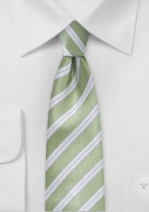 Business Tie Slim Stripe Dust Green White