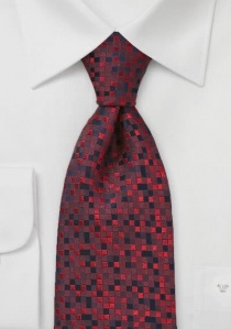 Corbata mosaico rojos negro extra larga