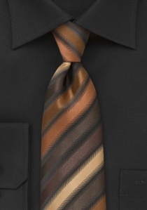 Corbata extra larga rayada tonos marrones