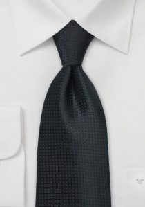 Corbata caballero negra cuadrícula extra larga