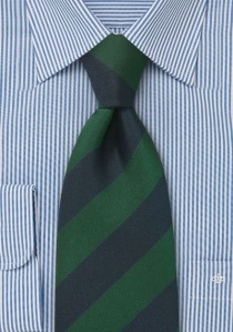 Corbata verde oliva rayas azul marino XXL