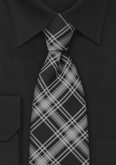 XXL-Krawatte Glencheck schwarz grau