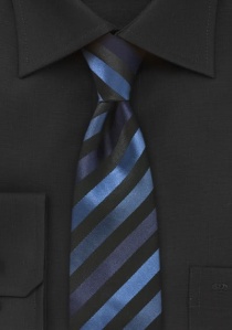 Corbata estrecha rayada tonos azules negro