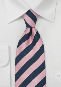 Corbata rosa azul oscuro rayas