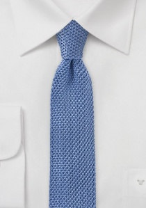 Corbata seda bordada azul estrecha