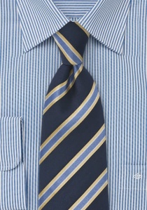 Corbata rayas negocios azul oscuro amarillo
