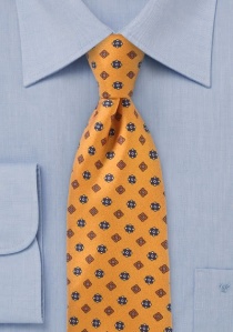 Corbata anaranjada motivos florales azules