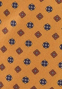 Corbata anaranjada motivos florales azules