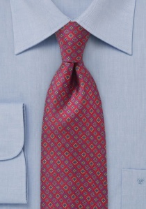 Corbata cereza azul geométrica