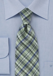 Corbata cuadros pequeños verde claro azul
