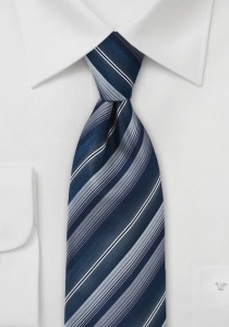 Corbata azul oscuro gris claro rayas