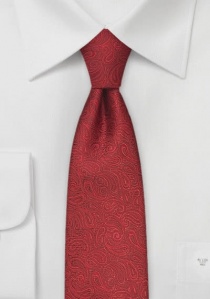 Corbata estrecha paisley tonos rojo