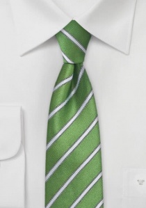 Corbata estrecha verde rayado blanco