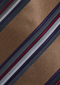 Corbata marrón claro rayas azules XXL