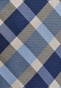 Corbata cuadros beige azul extra larga