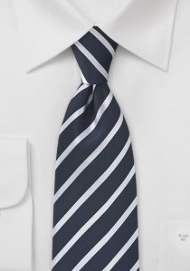 Corbata azul oscuro rayada blanco
