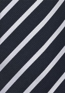 Corbata azul oscuro rayada blanco