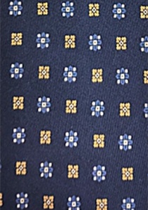 Corbata azul marino amarillo estampado