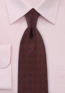 Corbata para hombre con estampado floral rojo vino