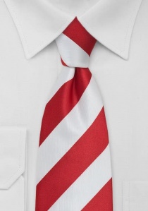 Corbata extra larga rayada rojo blanco