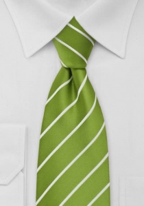 Corbata verde manzada rayada blanco XXL