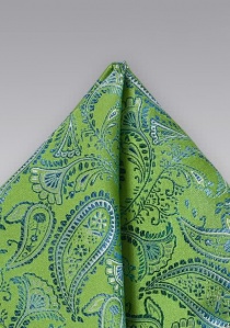 Pañuelo de bolsillo verde paisley azules