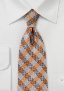 Corbata gris naranja cuadros